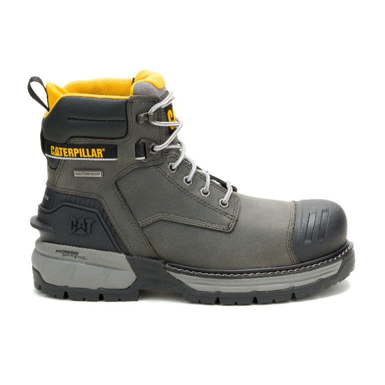 Cat Men's Excavator PowerSpring 6" WP Comp Toe Work Boot - Grey - P51102 6 / Medium / Grey - Overlook Boots
