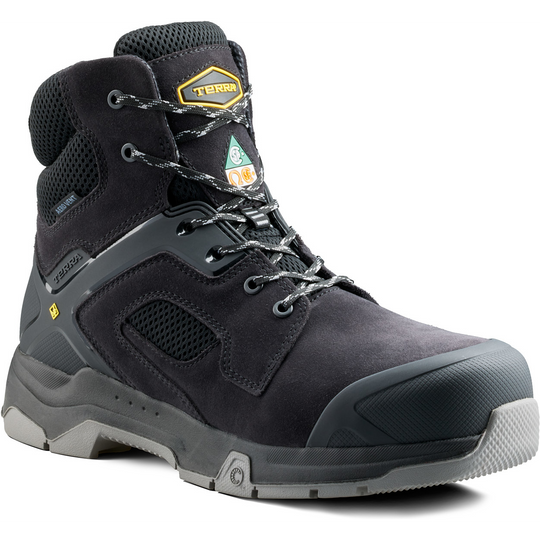 Terra Men's Cobalt 6" Composite Toe Waterproof Safety Work Boot - Black - 1279BK 7 / Wide / Black - Overlook Boots