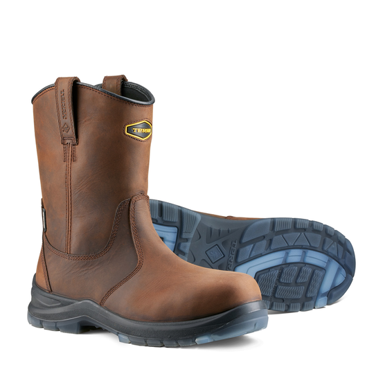 Terra Men's Murphy Composite Toe Waterproof Safety Wellington Work Boot - Brown - 1283DB - Overlook Boots