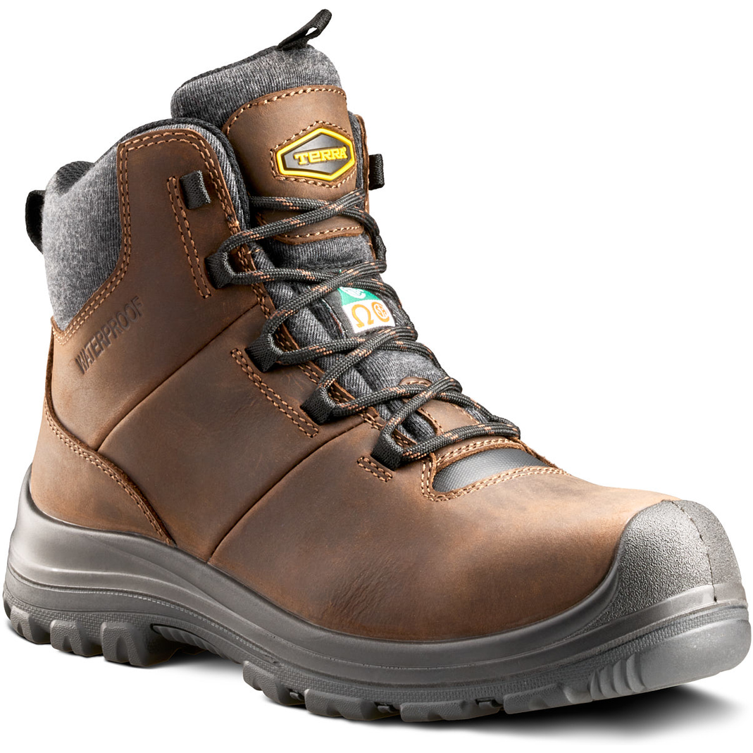 Terra Women's Terra Findlay 6" Comp Toe Waterproof Safety Work Boot- Brown- 1319DB 5 / Medium / Brown - Overlook Boots