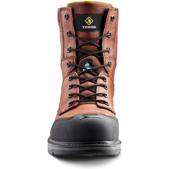 Terra Men's Patton 8" Alloy Toe Waterproof Safety Work Boot -Brown- 4NS5BN - Overlook Boots