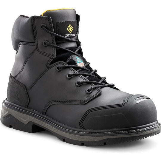 Terra Men's Patton 6" Alloy Toe Waterproof Safety Work Boot -Black- 4NS6BK 3 / Medium / Black - Overlook Boots
