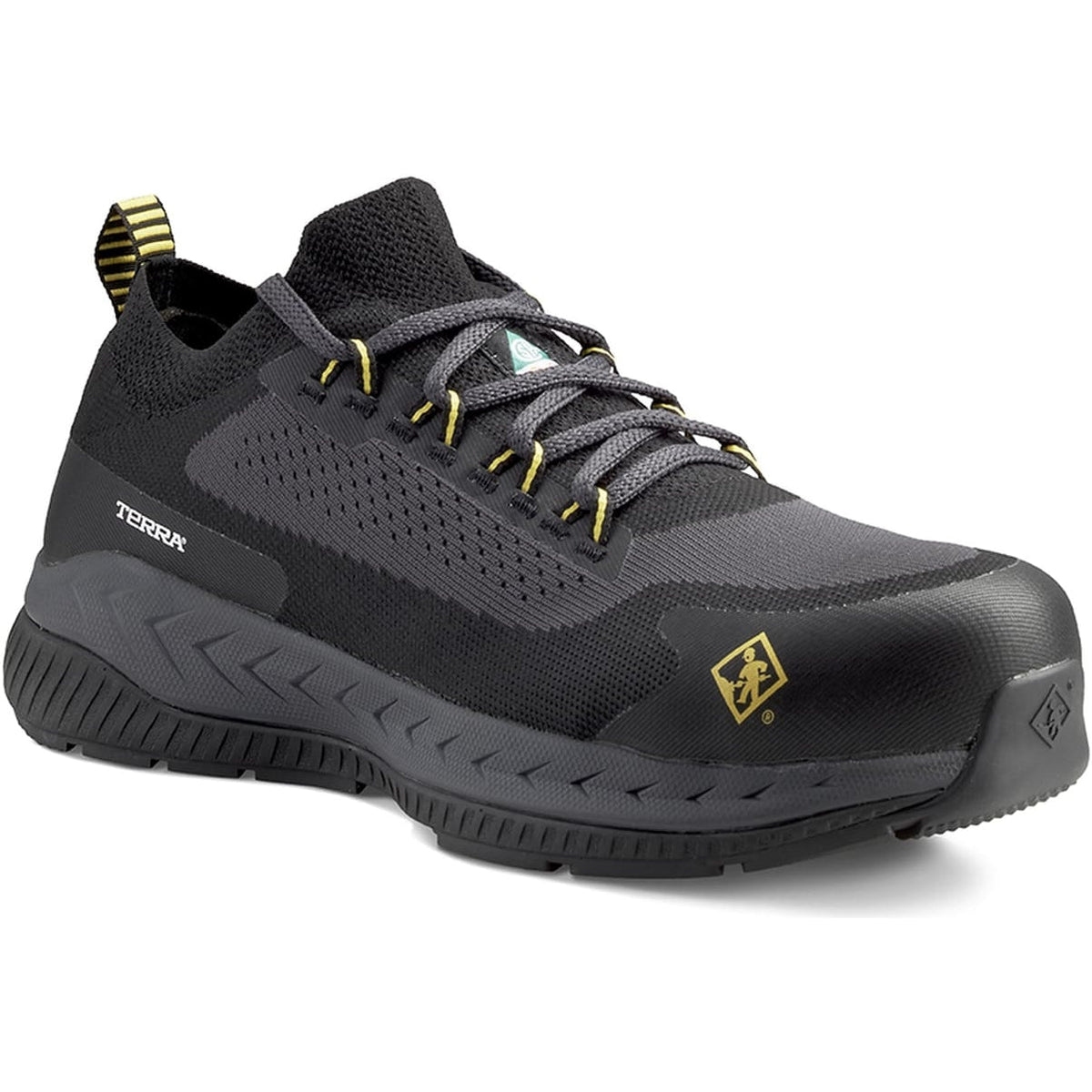 Terra Men's Eclipse Composite Toe Slip Resistant Athletic Safety Work Shoe - Black/Yellow - 4T8NBY 7 / Wide / Black - Overlook Boots