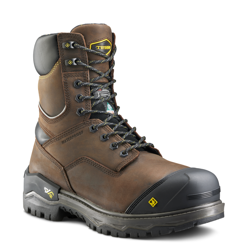 Terra Men's Terra Gantry LXI 8" Composite Toe Waterproof 400G Safety Work Boot - Brown - 8398DB 7 / Wide / Brown - Overlook Boots