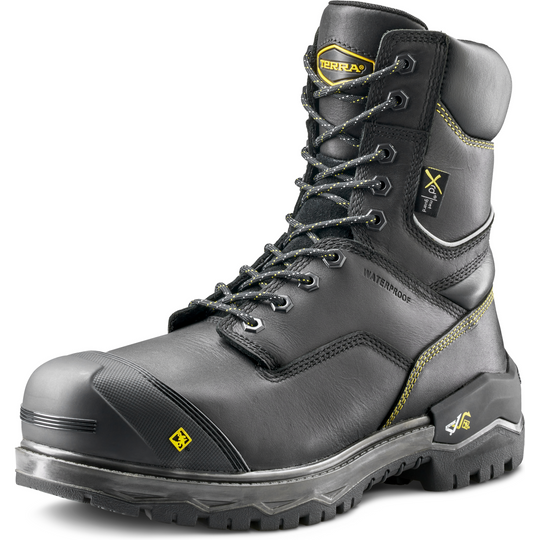 Terra Men's Gantry 8" Composite Toe Waterproof Met Guard Safety Work Boot- Black- 839CBK - Overlook Boots