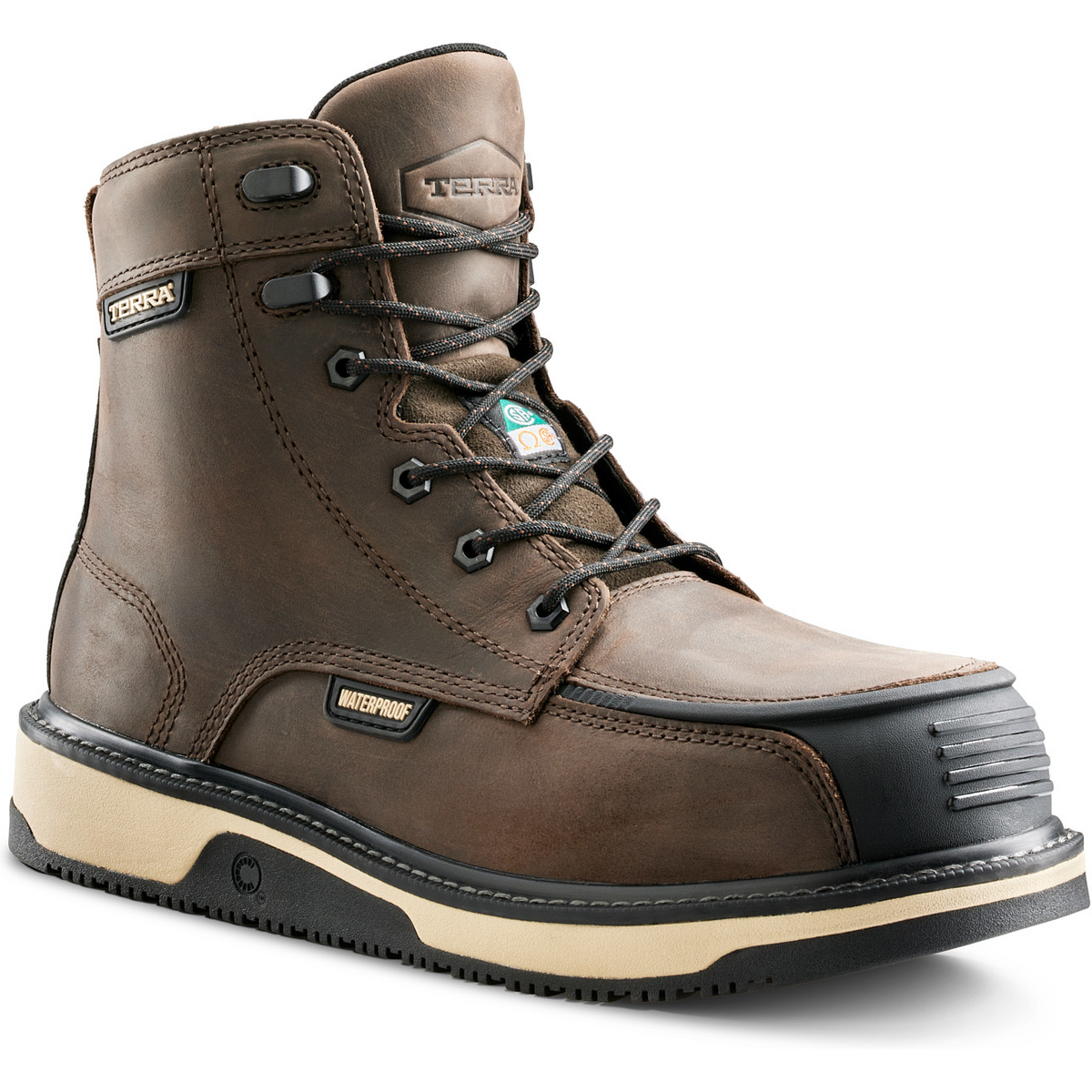 Terra Men's Ironstone 6" Composite Toe Waterproof Safety Work Boot- Brown- 839GDB 7 / Wide / Brown - Overlook Boots