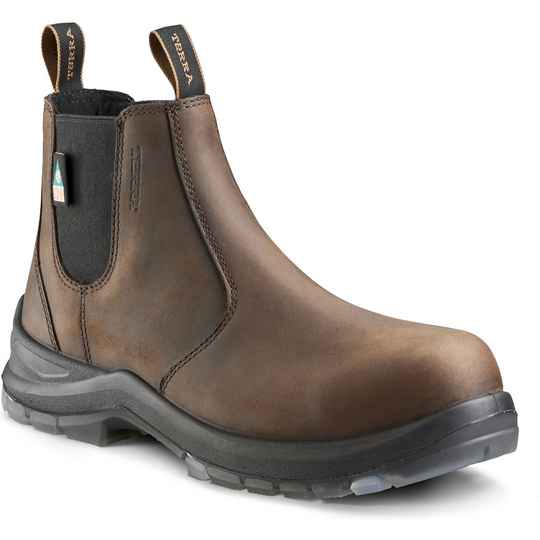 Terra Men's Murphy 6" Composite Toe Waterproof Pull On Safety Work Boot- Brown- R4NRDB 3 / Wide / Brown - Overlook Boots