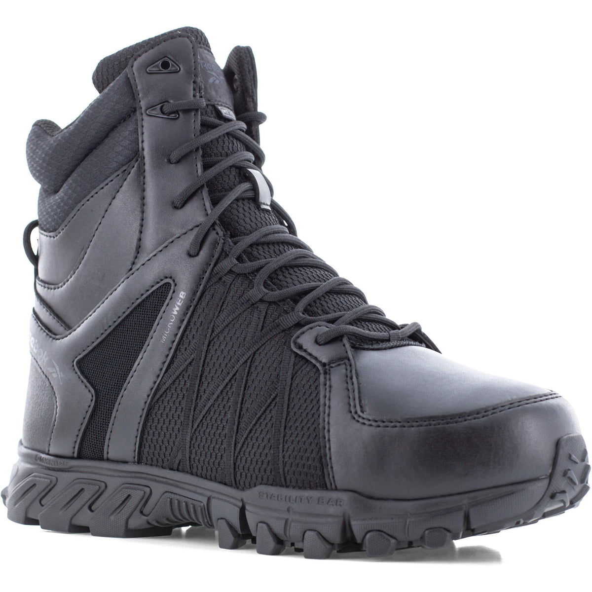 Reebok Men's Trailgrip Tactical 8" Composite Toe Side Zipper Tactical Boot- Black- RB3463 6 / Medium / Black - Overlook Boots