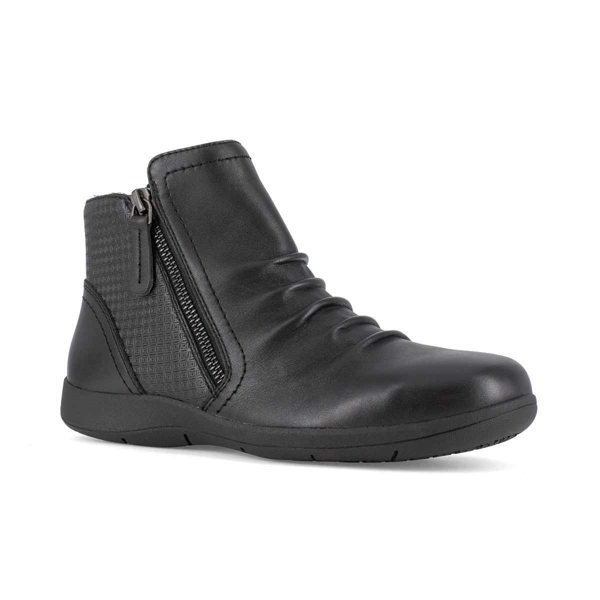 Rockport Women's Daisey Alloy Toe Slip Resistant Ruched Work Boot - Black - RK762 6 / Medium / Black - Overlook Boots
