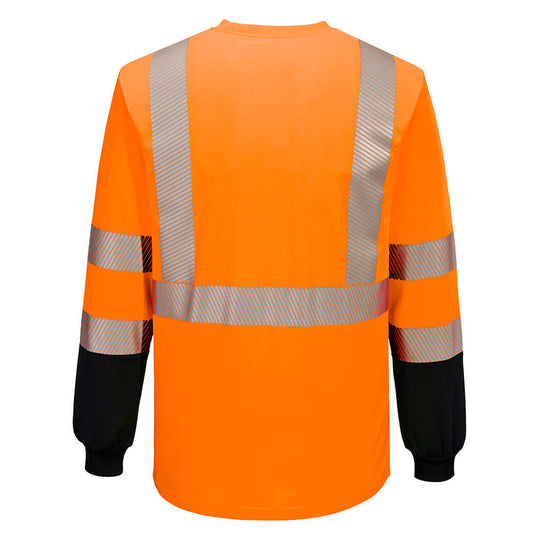 Portwest Hi-Vis Two-Tone Long Sleeve T-Shirt - Orange/Black - 12 PACK - S197 - Overlook Boots
