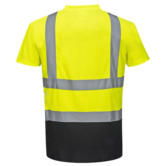 Portwest Hi-Vis Two-Tone Contrast T-Shirt - Yellow/Black - 12 PACK - S378 - Overlook Boots
