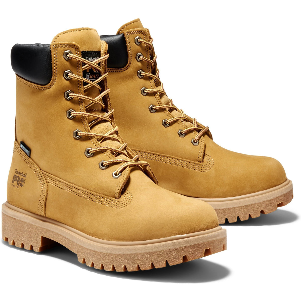 Timberland PRO Men's Direct Attach 8" Steel Toe Waterproof 400G Insulated Work Boot - Brown - TB126002713 7 / Medium / Wheat Nubuck - Overlook Boots