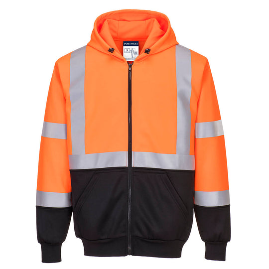 Portwest Hi-Vis Two-Tone Zipped Hoodie - Orange/Black - UB315 Medium / Orange - Overlook Boots