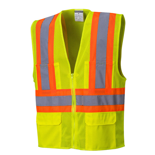 Portwest Tulsa Hi-Vis Mesh Executive Vest - Yellow - 12 Pack - US371 Small / Yellow - Overlook Boots