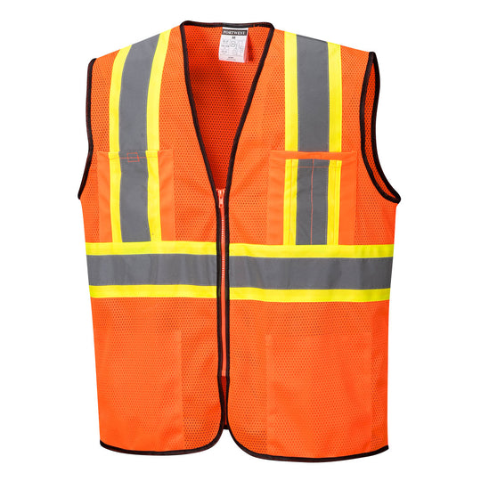 Portwest Frisco Hi-Vis Mesh Executive Vest - Orange - 12 Pack - US381 Medium / Orange - Overlook Boots