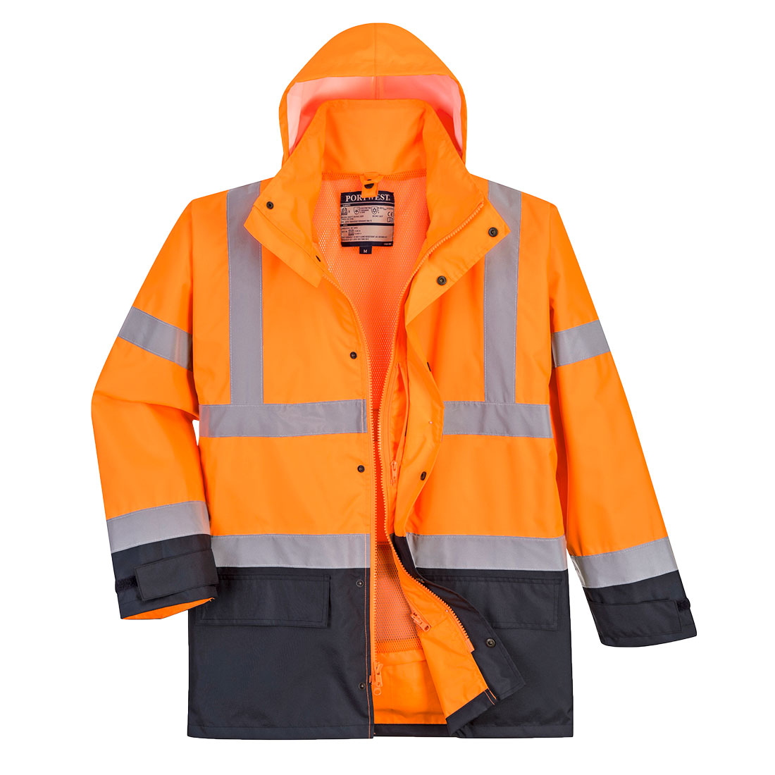 Portwest Hi-Vis 5-in-1 Contrast Executive Jacket - Orange/Navy - US768 Medium / Orange - Overlook Boots