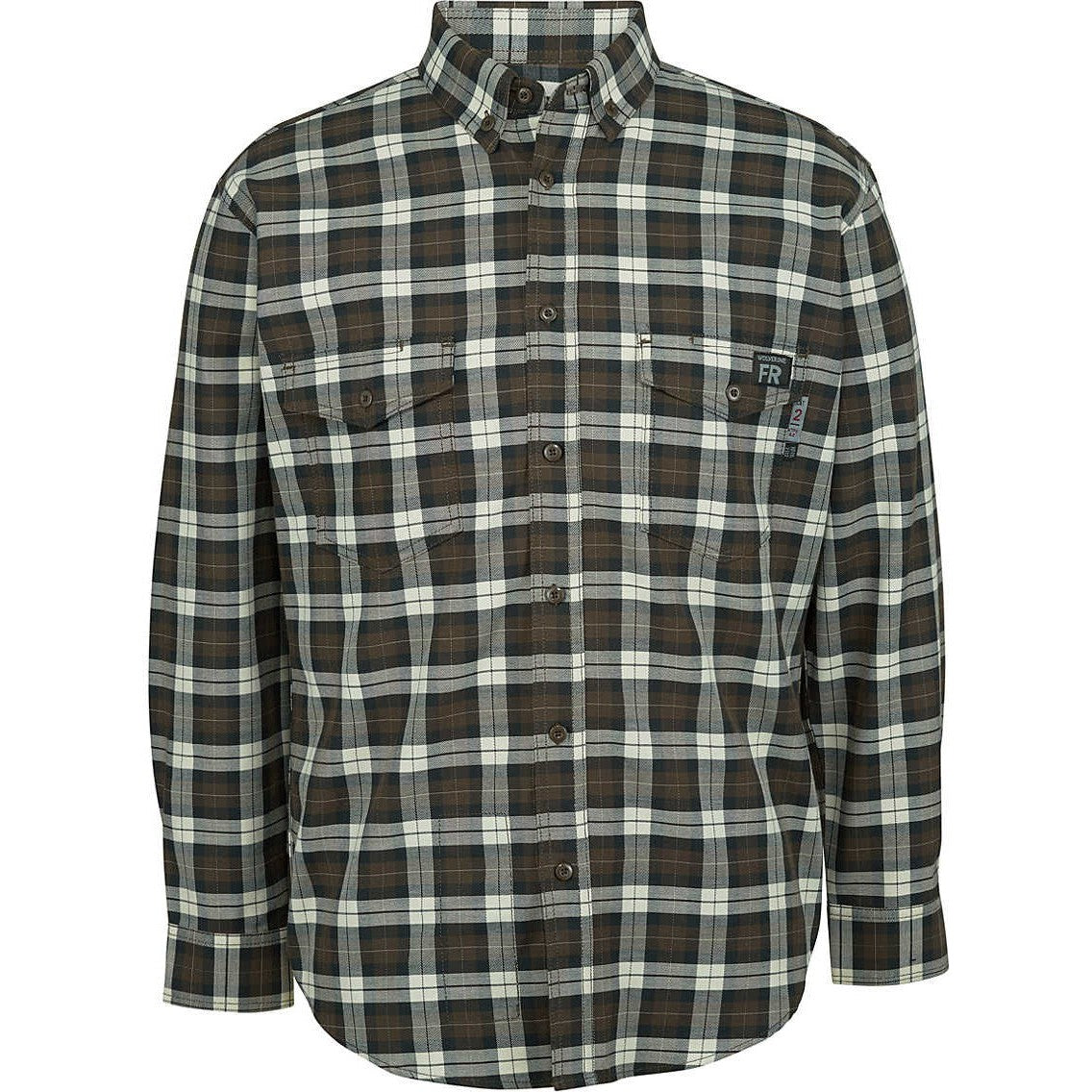 Wolverine Men's Flame Resistant Plaid Long Sleeve Twill Shirt - Espresso - W1203980-206 Small / Espresso Plaid - Overlook Boots