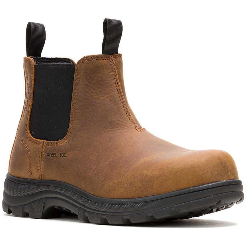 Wolverine Men's Carlsbad Steel Toe Waterproof Slip On Work Boot - Brown - W251050 7 / Medium / Brown - Overlook Boots