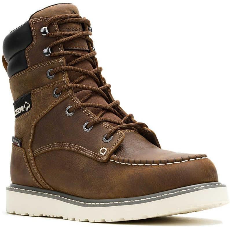 Wolverine Men's Trade 8" Steel Toe Waterproof Wedge Work Boot - Brown - W251055 7 / Medium / Brown - Overlook Boots