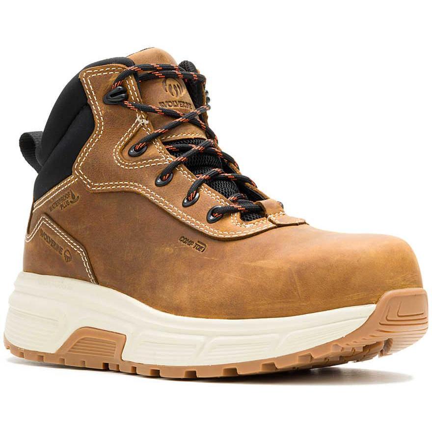 Wolverine Men's Ride Performance Comp Toe Waterproof Wedge Work Boot - Cashew - W251095 7 / Medium / Brown - Overlook Boots