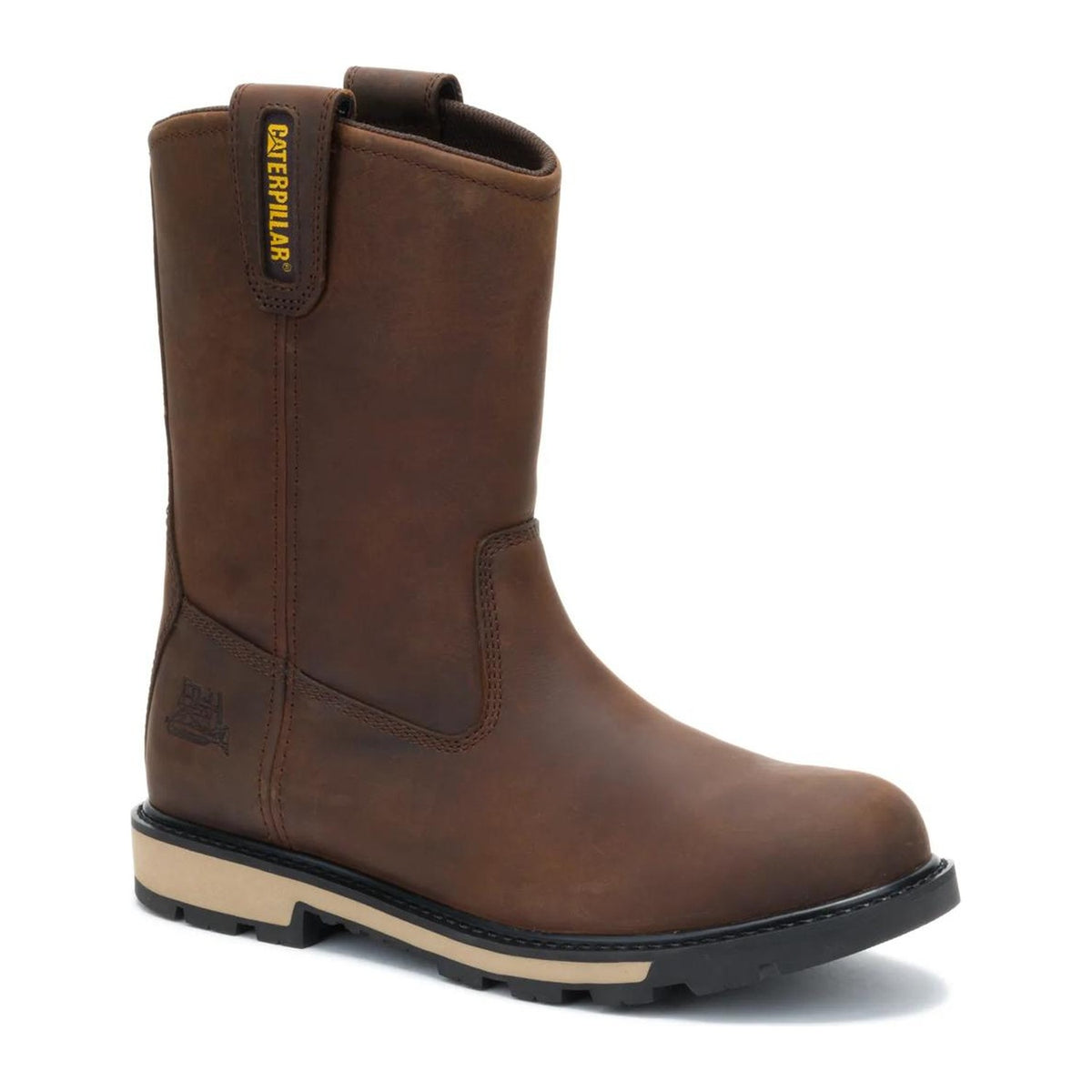 Cat Men's 247 10" Soft Toe Wellington Work Boot - Dark Brown - P51124 6 / Medium / Dark Brown - Overlook Boots