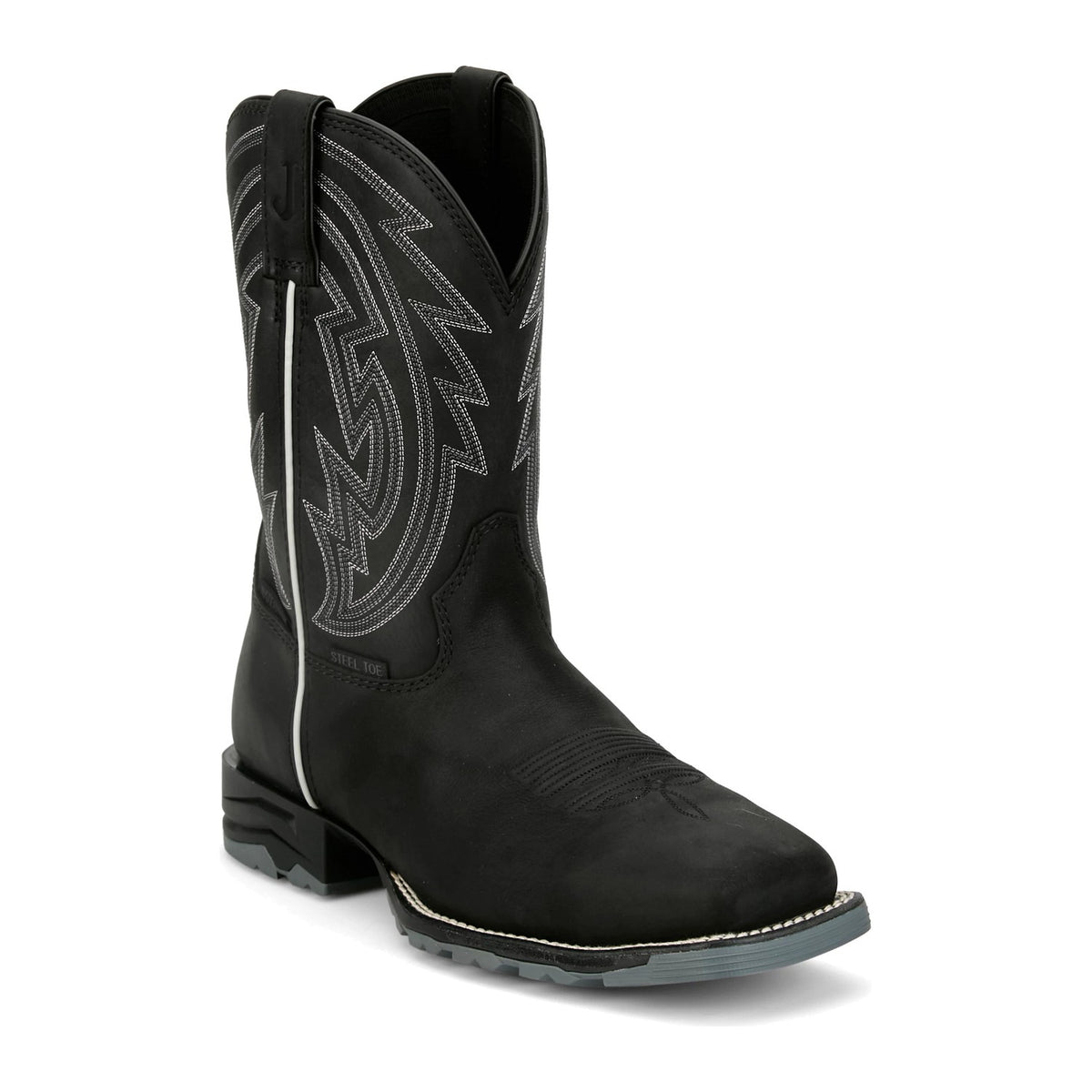 Justin Men's Lytle 11" Steel Toe Waterproof Western Work Boot - Black - MV4589 7 / Medium / Black - Overlook Boots