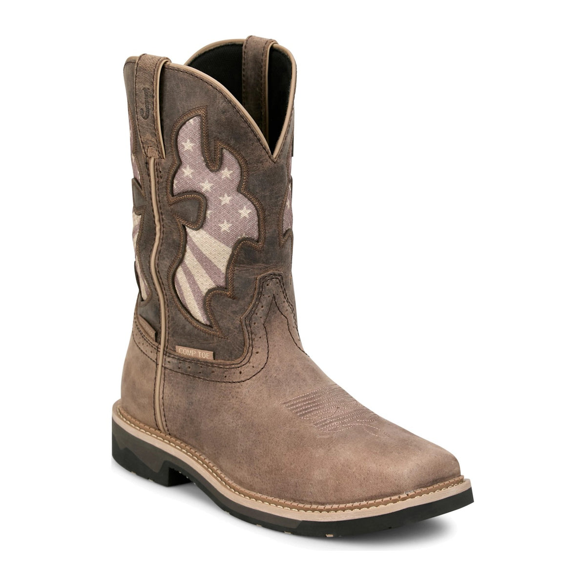 Justin Men's Bolt 11" Composite Toe Waterproof Western Work Boot - Antique Brown - SE4139 7 / Medium / Antique Brown - Overlook Boots