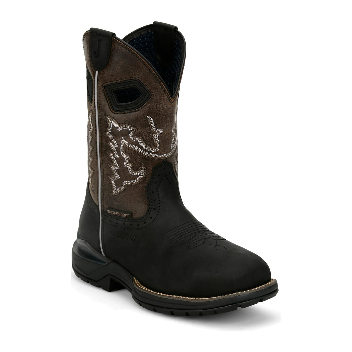 Justin Men's Chase 11" Nano Composite Toe Waterproof Western Work Boot - Black - WR4141 7 / Medium / Black - Overlook Boots