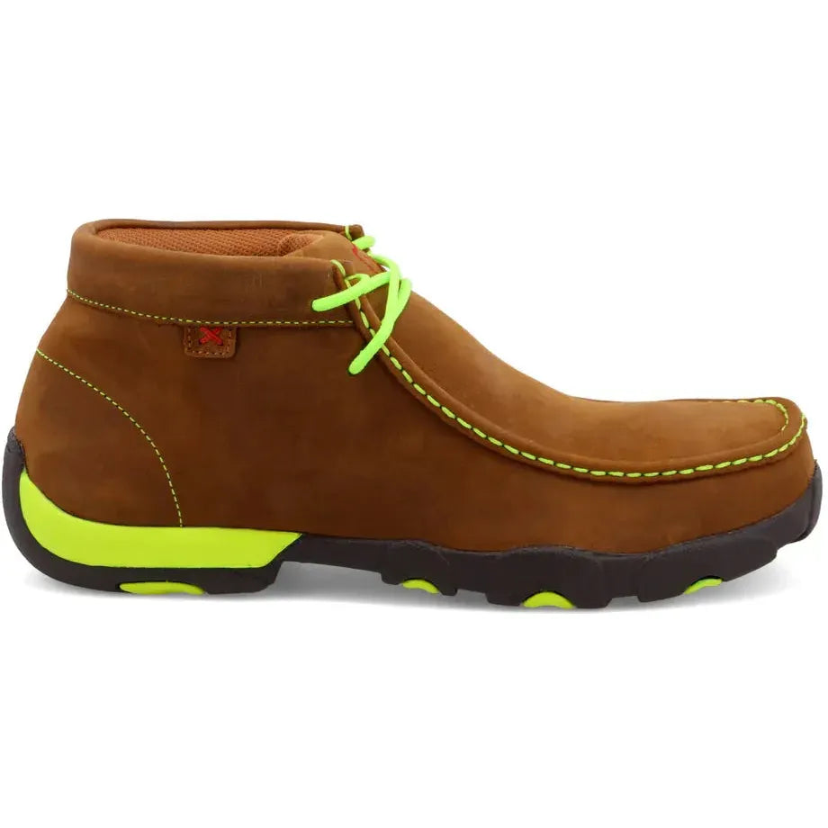 Twisted X Men's Chukka Driving Steel Toe Slip Resistant Work Boot - Distressed Saddle & Yellow - MDMST02 7 / Medium / Brown - Overlook Boots