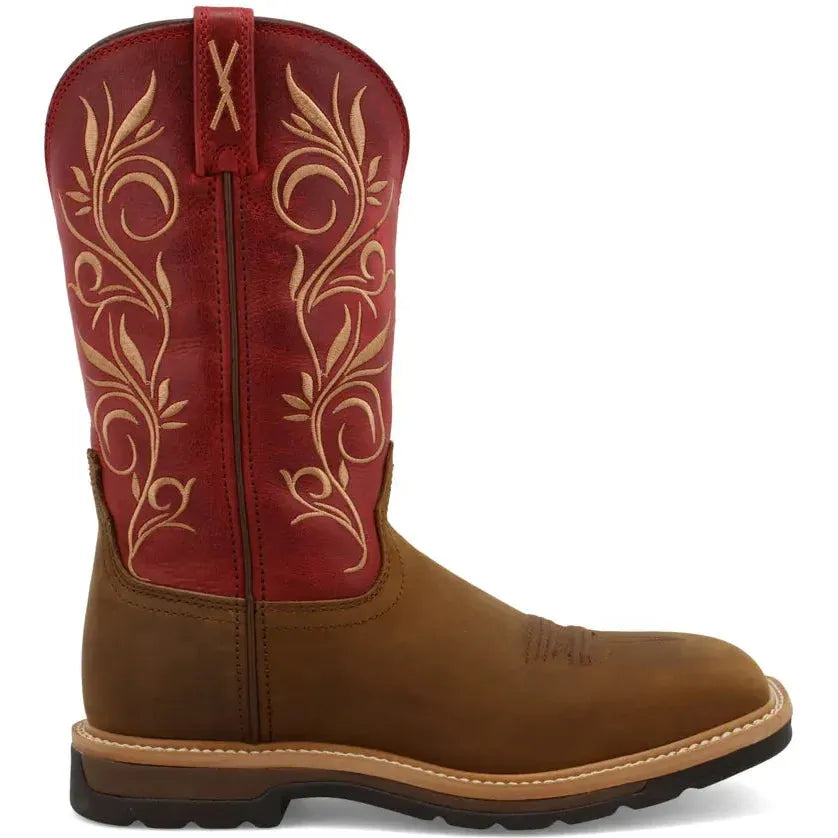 Twisted X Women's 11" Steel Toe Waterproof Western Work Boot - Latigo - WLCS003 5.5 / Wide / Brown - Overlook Boots