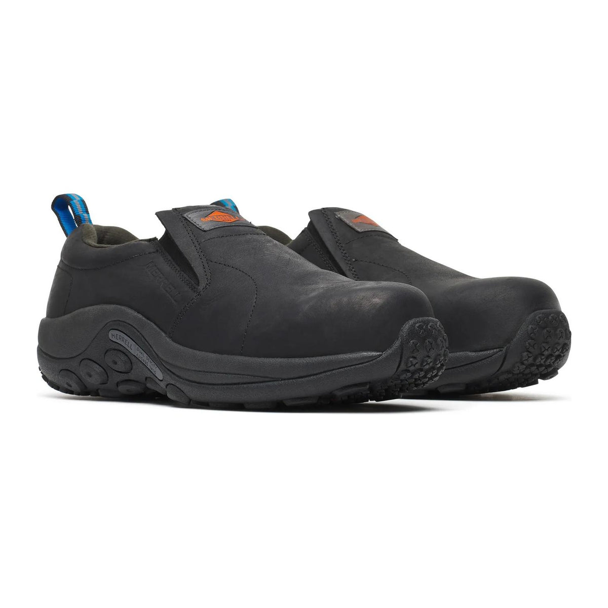 Merrell Work Men's Jungle Moc Leather Composite Toe Waterproof Slip Resistant Work Shoe - Black - J099317 7 / Medium / Black - Overlook Boots