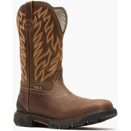 Rocky Men's Ironhawk 12" Square Toe Waterproof Western Work Boot - Brown - RKW0467 7 / Medium / Brown - Overlook Boots