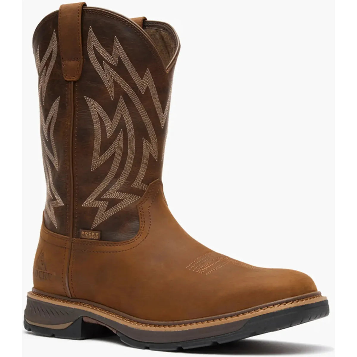 Rocky Men's Ride Lte 11" Waterproof Slip Resist Western Work Boot- Brown- RKW0473 7 / Medium / Brown - Overlook Boots