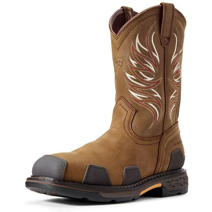 Ariat Men's OverDrive 11" Wide Square Composite Toe Western Work Boot - 10011933 7 / Medium / Brown - Overlook Boots