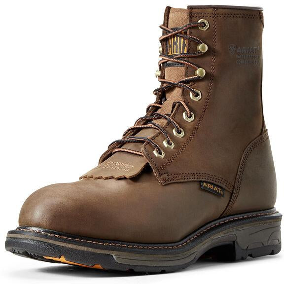 Ariat Men's WorkHog 8" Composite Toe Waterproof Work Boot - Oily Distressed Brown - 10011943 7 / Medium / Brown - Overlook Boots