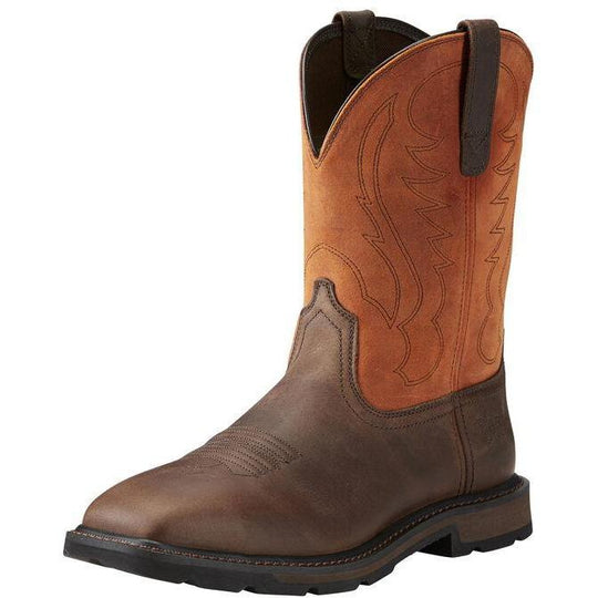 Ariat Men's Groundbreaker 10" Wide Steel Toe Western Work Boot - 10015191 7 / Medium / Brown - Overlook Boots