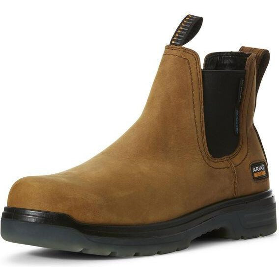 Ariat Men's Turbo Chelsea 6" Carbon Toe Waterproof Work Boot - Aged Bark - 10027331 7 / Medium / Brown - Overlook Boots