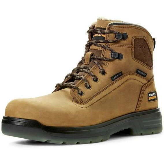 Ariat Men's Turbo 6" Carbon Toe Waterproof Work Boot - Aged Bark - 10027335 7 / Medium / Brown - Overlook Boots