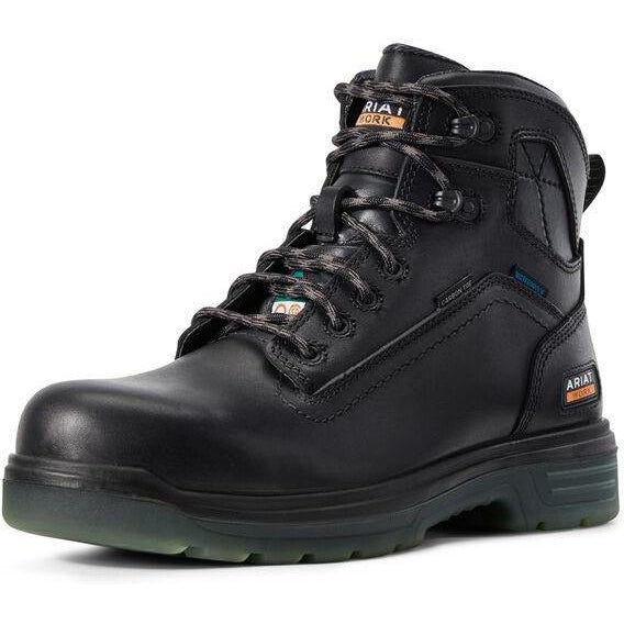 Ariat Men's Turbo H2O CSA 6" Carbon Toe Waterproof Puncture Resistant Work Boot - Black - 10029134 7 / Medium / Black - Overlook Boots