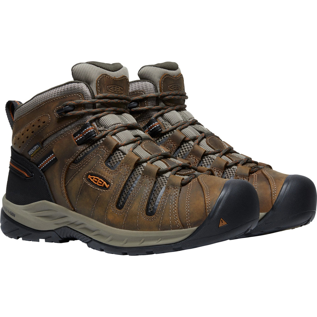 Keen Utility Men's Flint II Mid Soft Toe Waterproof Work Boot - Black Olive/Brindle - 1025613 7 / Medium / Brown - Overlook Boots