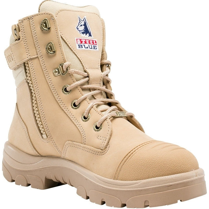 Steel Blue Men's Southern Cross 6" Side Zipper Water Resistant Steel Toe Work Boot - Sand - 812961 7 / Medium / Sand - Overlook Boots