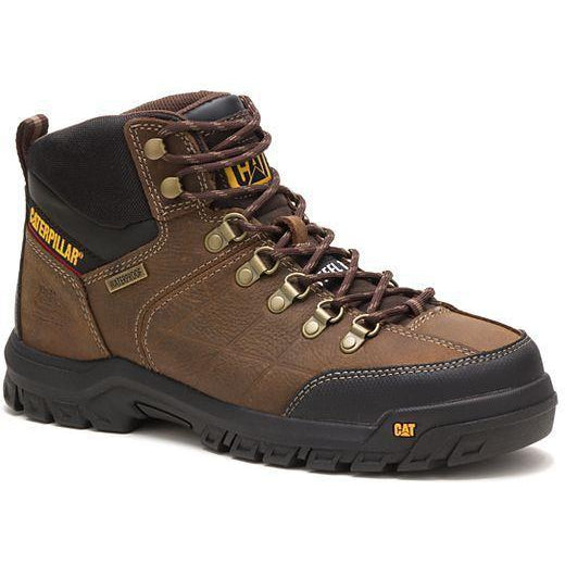 CAT Men's Threshold Steel Toe Waterproof Slip Resistant Work Boot - Real Brown - P90935 6 / Medium / Brown - Overlook Boots