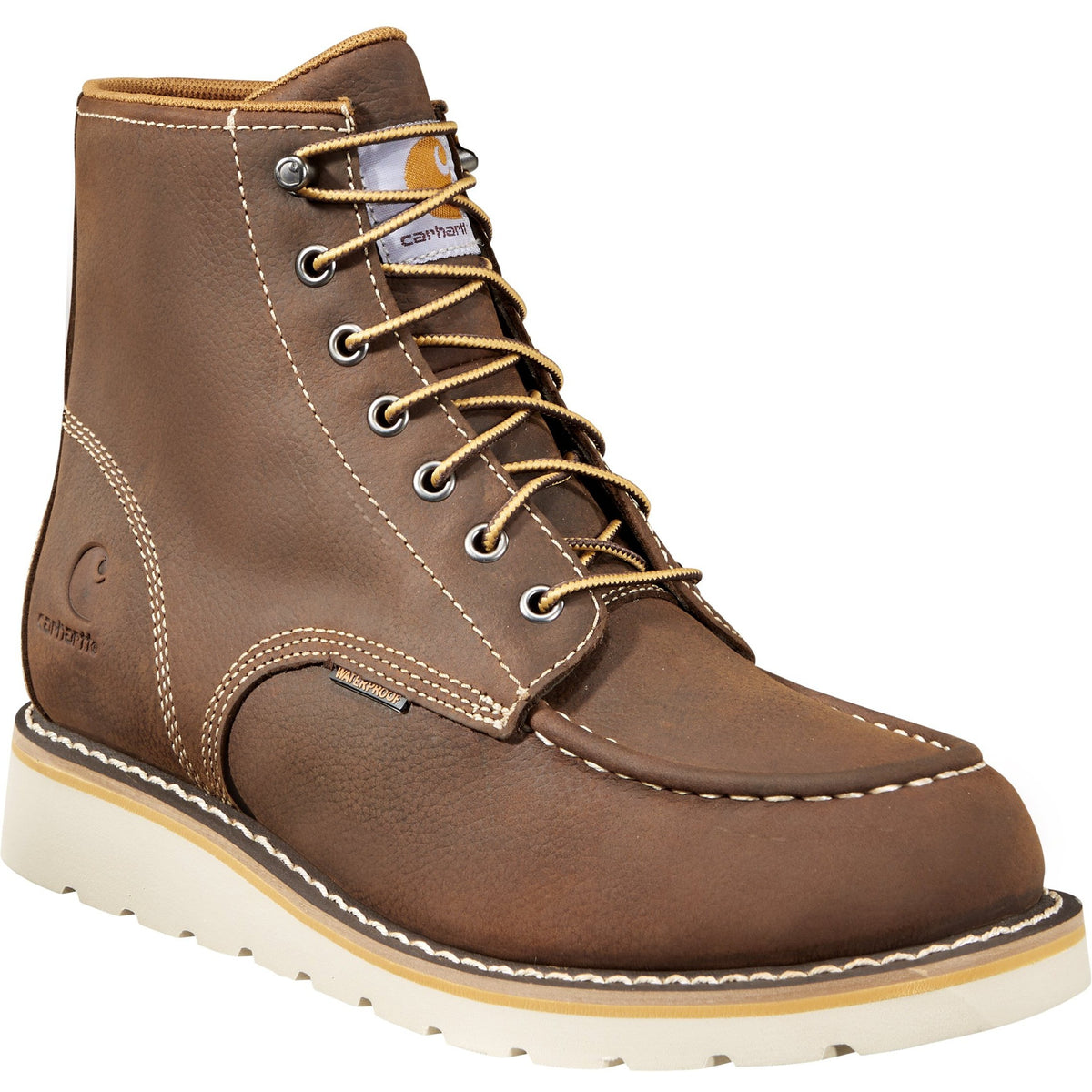 Carhartt Men's 6" Soft Toe Waterproof Wedge Work Boot Brown - CMW6095 7 / Medium / Brown - Overlook Boots