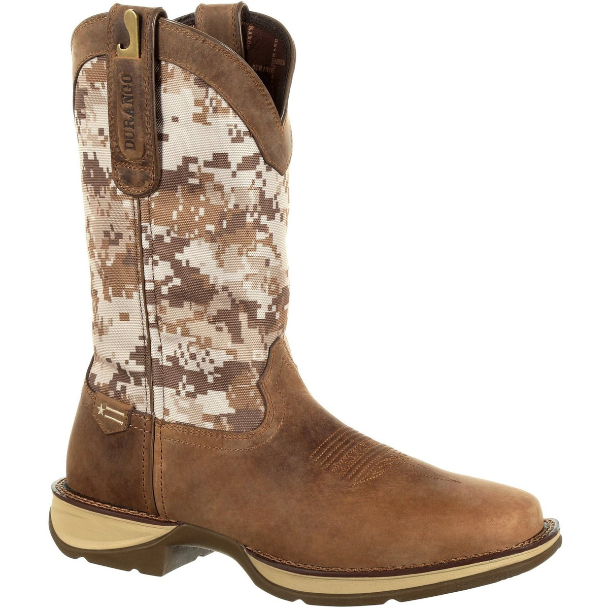 Durango Men's Rebel 12" Square Toe Pull-On Western Boot - Dusty Brown/Desert Camo - DDB0166 7 / Medium / Brown - Overlook Boots