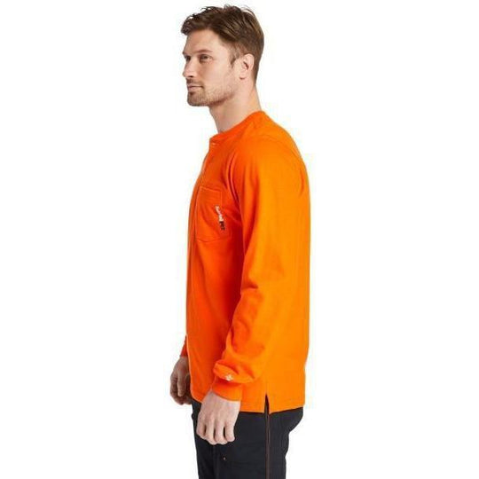 Timberland Pro Men's Flame Resistant Long Sleeve Work Henley - Orange - TB0A23P4Y86 - Overlook Boots