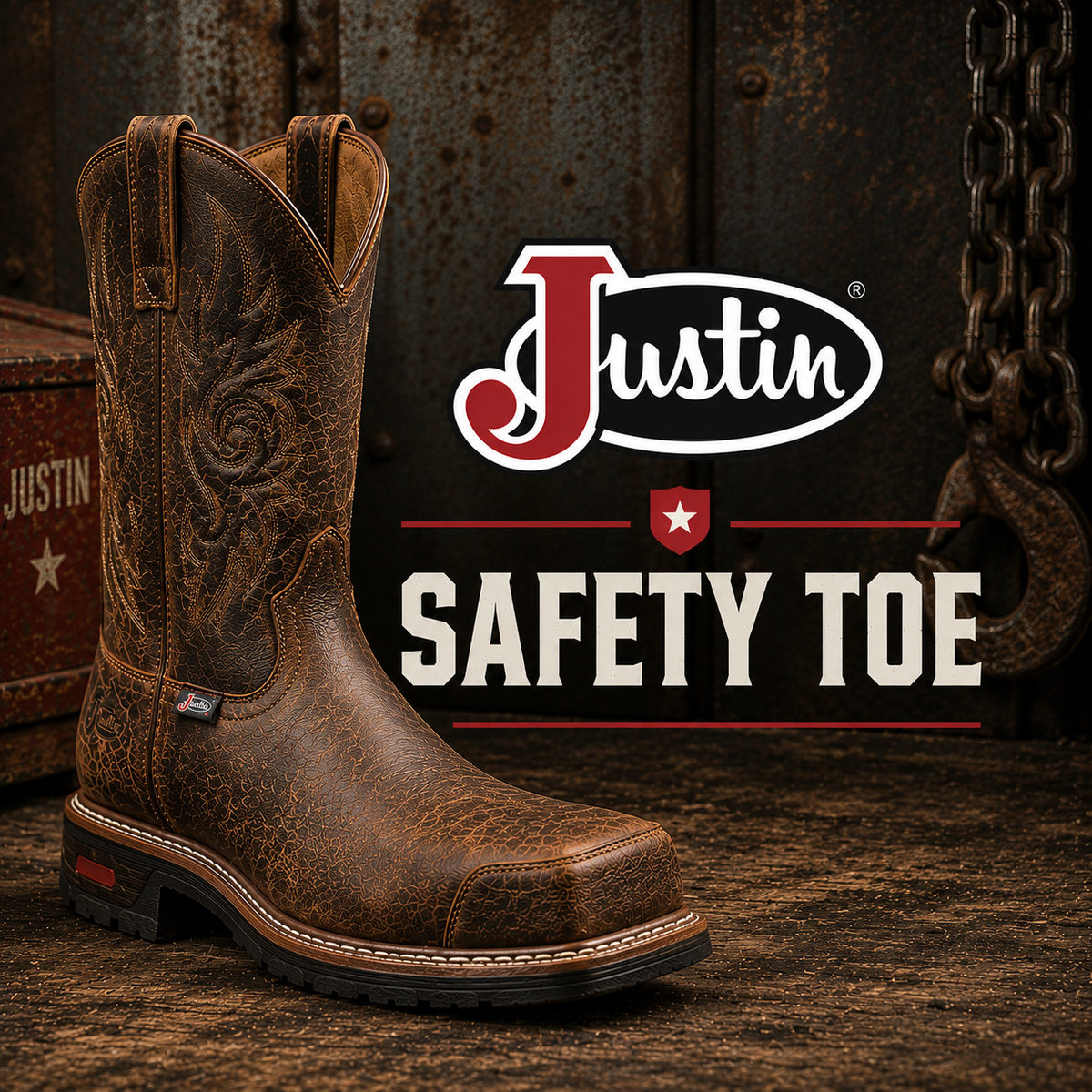 Justin Safety Toe Work Boots with protective toe caps
