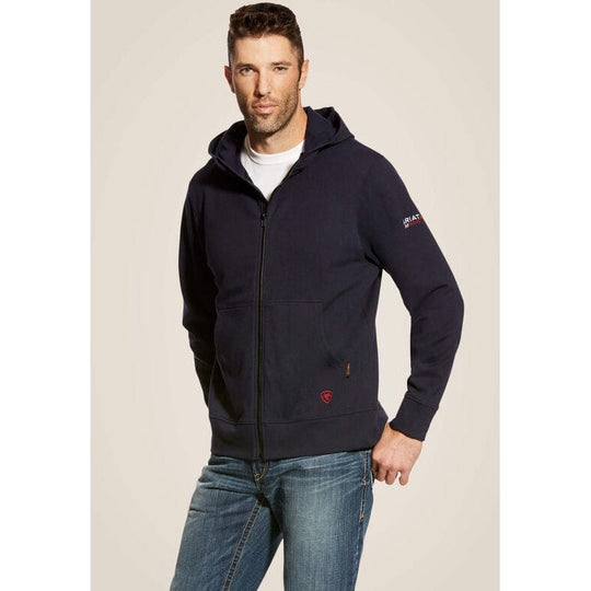 Ariat DuraStretch Sudadera con Capucha para Hombre, Cierre Completo, Resistente al Fuego (FR) - Azul Marino - 10023979