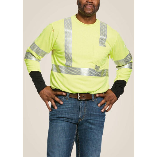 Ariat Playera de Trabajo para Hombre, Alta Visibilidad, Resistente al Fuego (FR) - Amarillo - 10025432