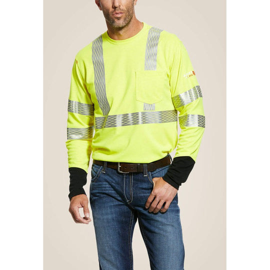 Ariat Playera de Trabajo para Hombre, Alta Visibilidad, Resistente al Fuego (FR) - Amarillo - 10025432 - Imagen 2