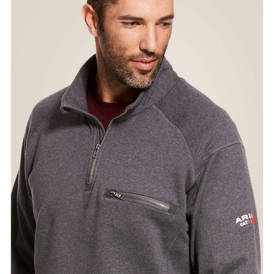 Ariat Rev Sudadera con Capucha de Trabajo para Hombre, Resistente al Fuego (FR), Cierre de 1/4 - Carbón Jaspeado - 10027924 - Imagen 3